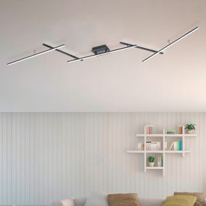 Black flush ceiling light modern, Nadja, 22W, RGBW LED, with remote control