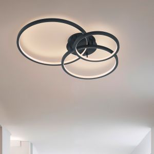Anthracite flush ceiling light modern, Harold, 36W, RGBW LED, with remote control
