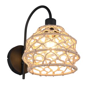 Brown wall light rustic, Liduina, with switch