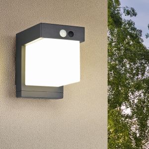 Black solar outdoor wall light modern, Kadija, 5,5W, 4000K LED, IP44