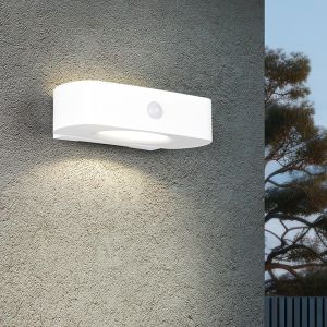 White solar outdoor wall light modern, Pytsje, 6W, 4000K LED, IP44, with switch