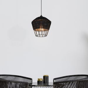 Rattan pendant light black, Mirne