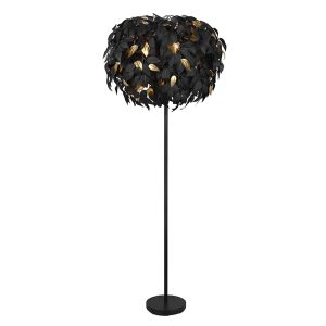 Black floor lamp retro, Urwa, with switch