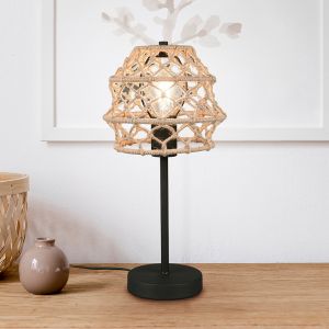 Brown table lamp rustic, Liduina, with switch