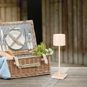 Brown rechargeable outdoor table lamp modern, Lakisha, 1,5W, white switch LED, IP54, with touch dimmer
