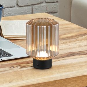 Black rechargeable table lamp retro, Tamer, 2W, 3000K LED, with touch dimmer