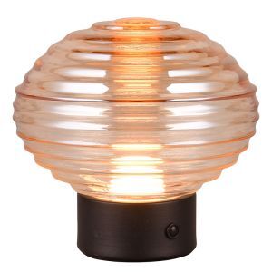 Black rechargeable table lamp retro, Walid, 2W, 3000K LED, with touch dimmer