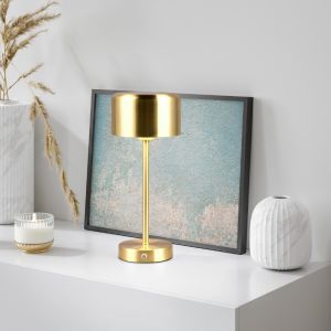 Brass rechargeable table lamp modern, Dustin, 1W, 3000K LED, with touch dimmer