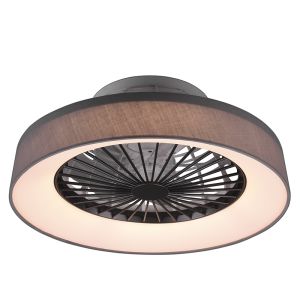 Grey ceiling fan modern, Chante, 30W, warm to cold white adjustable LED, with remote control