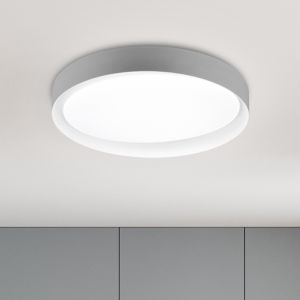 Grey flush ceiling light modern, Joas, 24W, warm to cold white adjustable LED, with remote control