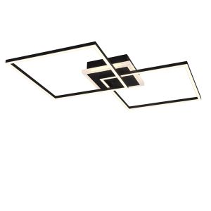 Black flush ceiling light modern, Naud, 29W, 3000K LED, with remote control