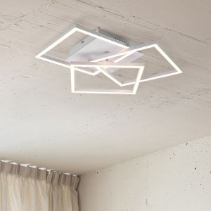 White flush ceiling light modern, Bibiana, 28W, warm to cold white adjustable LED, with remote control