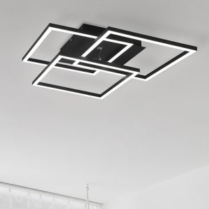 Black flush ceiling light modern, Bibiana, 28W, warm to cold white adjustable LED, with remote control