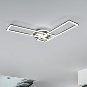 Nickel flush ceiling light modern, Jadon, 30W, warm to cold white adjustable LED