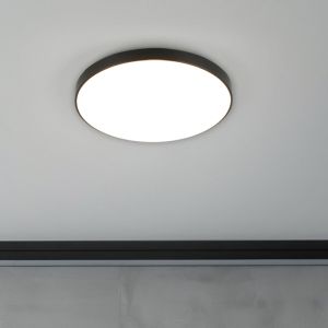 Black flush ceiling light plastic, Sharde, 18W, 4000K LED, IP44