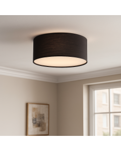 Fabric flush ceiling light black, Mendy