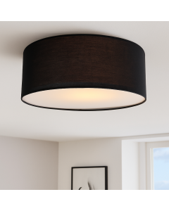 Fabric flush ceiling light black, Mendy