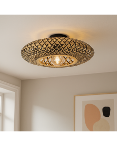 Rattan flush ceiling light brown, Heimen