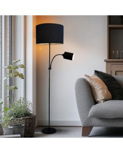 Modern reading floor lamp black, Zev, with switch