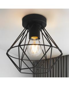 Industrial flush ceiling light black, Jochem