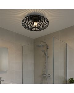 Industrial bathroom ceiling light black, Lieve, IP44