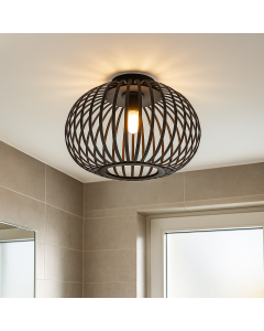 Industrial bathroom ceiling light black, Lieve, IP44