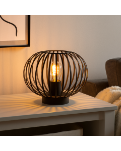Industrial table lamp black, Lieve, with switch