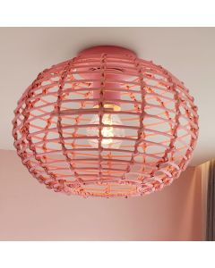 Rattan ceiling light pink, Roza