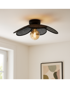 Rattan ceiling light black, Rowen