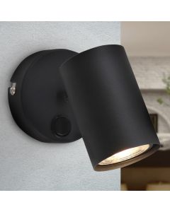 Modern wall spotlight black, Elena, with switch