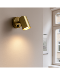 Modern wall spotlight brass, Elena, with switch