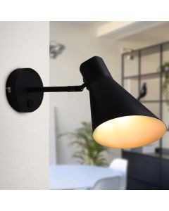 Modern wall light black, Vico, with switch