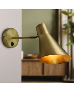 Modern wall light brass, Vico, with switch
