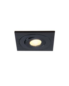 Rona square adjustable porch spotlight, IP44, dimmable, black