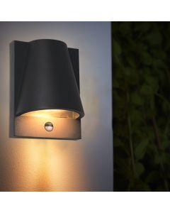 Modern outdoor wall light with motion sensor black, Luana, IP43