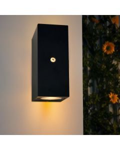 Modern outdoor wall light with dusk to dawn sensor black, Corella, IP54