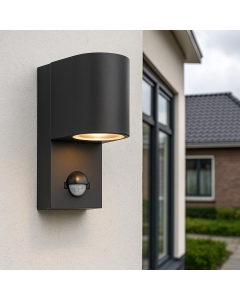 Modern outdoor wall light with motion sensor black, Corina, IP54
