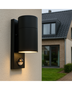 Modern outdoor wall light with motion sensor black, Pedro, IP44