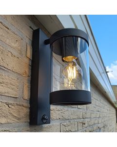 Modern outdoor wall light with motion sensor black, Musa, IP44