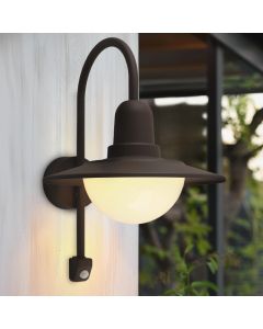 Classic outdoor wall light with motion sensor rust coloured, Rolin, IP54