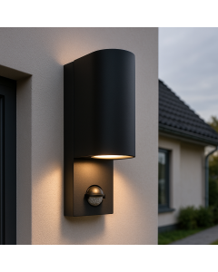 Modern outdoor wall light with motion sensor black, Corina, IP54