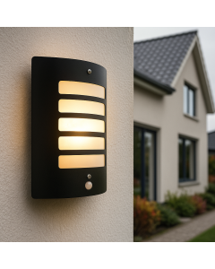 Modern outdoor wall light with motion sensor black, Manuel, IP44