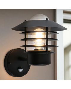 Stainless Steel outdoor wall light with motion sensor black, Felice, IP44