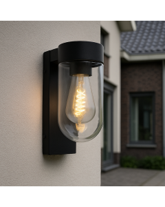 Aluminium outdoor wall light with dusk to dawn sensor black, Bella, IP44