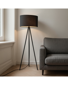 Modern floor lamp black, Janou, with switch