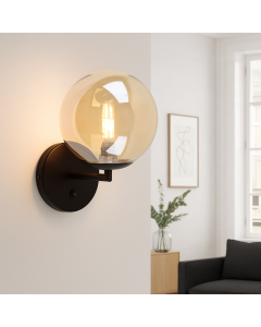 Design wall light amber, Remo, with switch