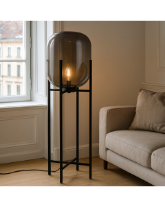 Retro floor lamp grey, Roxy, with switch