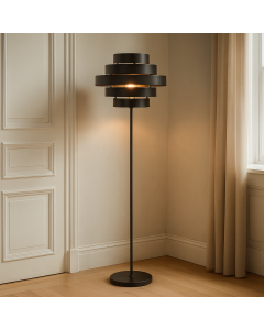 Rustic floor lamp black, Jana, with switch