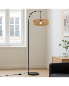Rustic floor lamp brown, Selena, with switch