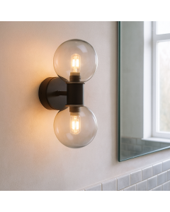 Modern bathroom wall light black, Amer, IP44